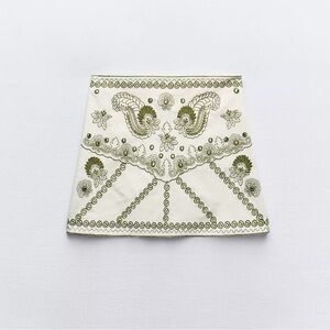 Zara Embroidered Embellished Mini Skirt